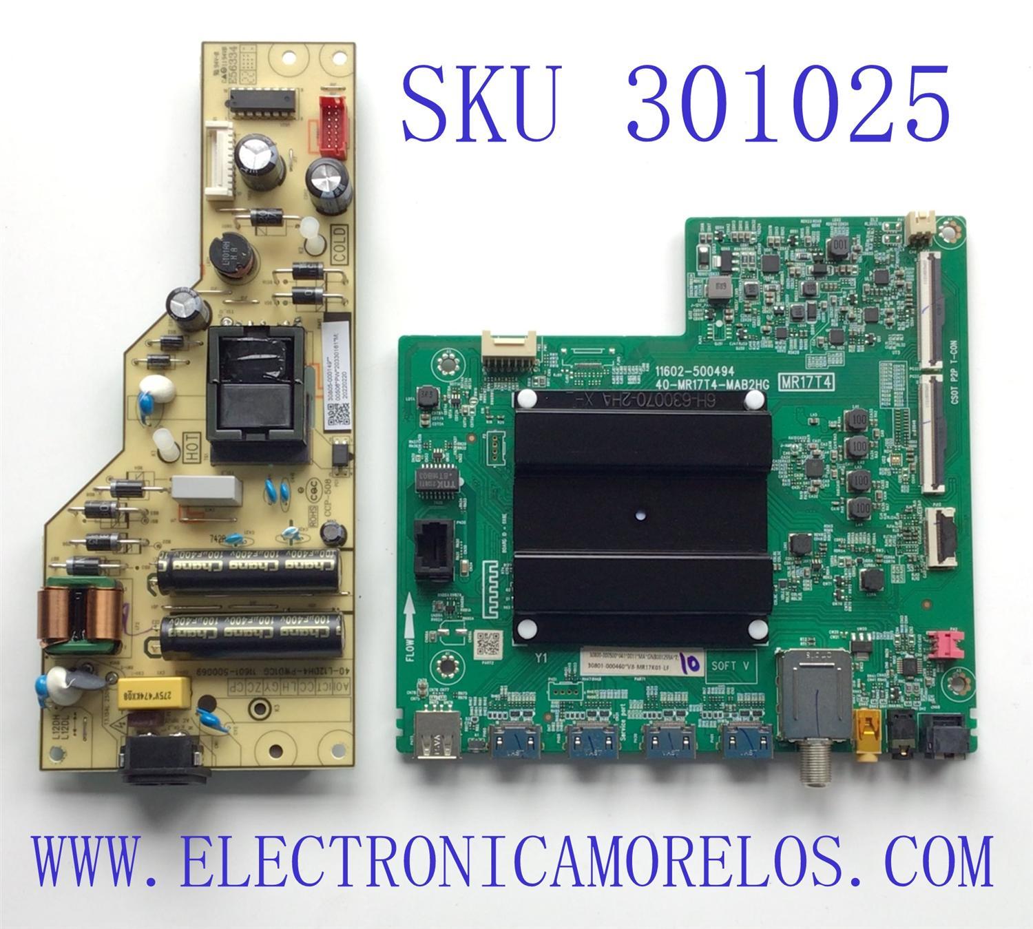 KIT DE TARJETAS PARA TV TCL / MAIN 30800-000500 / 40-MR17T4-MAB2HG / 30801-000460 / 11602-500494 / FUENTE 30805-000149 / 40-L12DH4-PWD1CG / 11601-500069 / PANEL LVU550NDEL CS9W83 V1 / DISPLAY ST5461D12-4 VER. 2.2 / MODELO 55S455